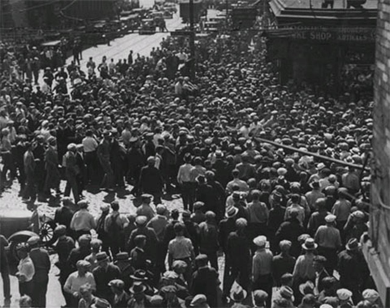 Crowd in warehouse district